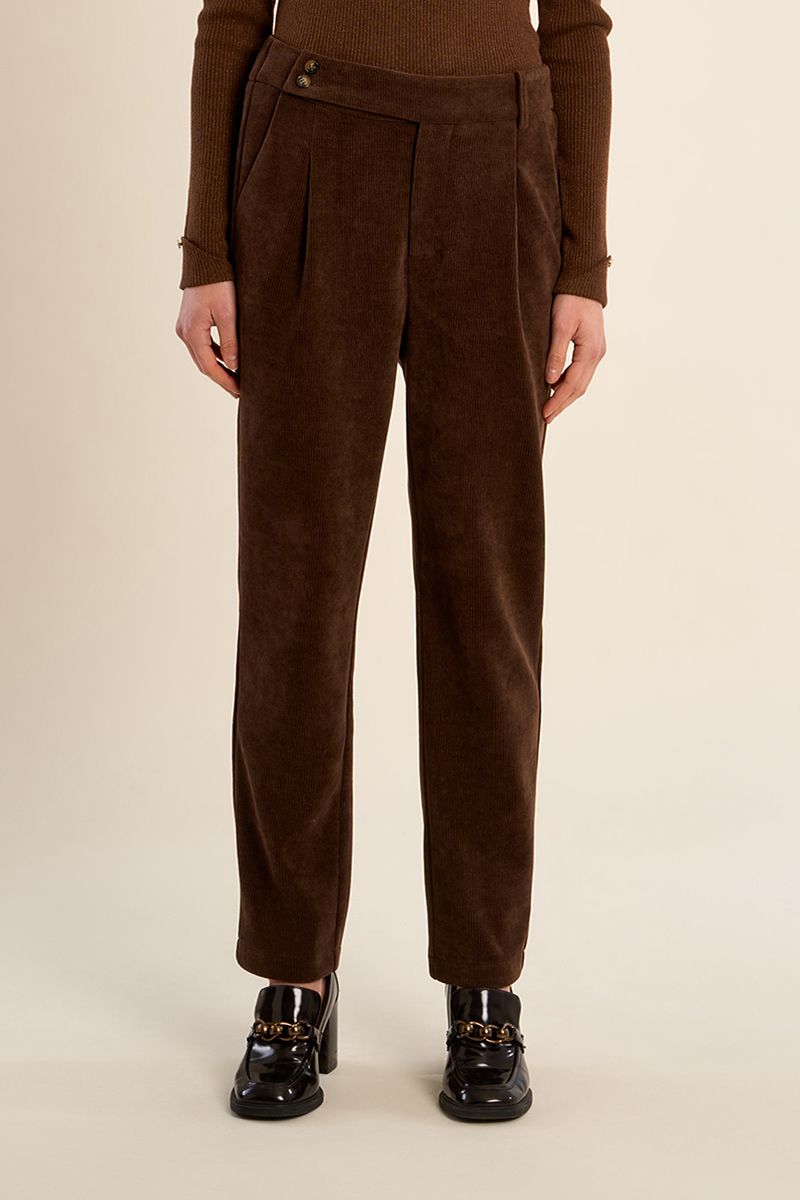 Pantalon carotte en velours Chocolat Molly Bracken – vue 5