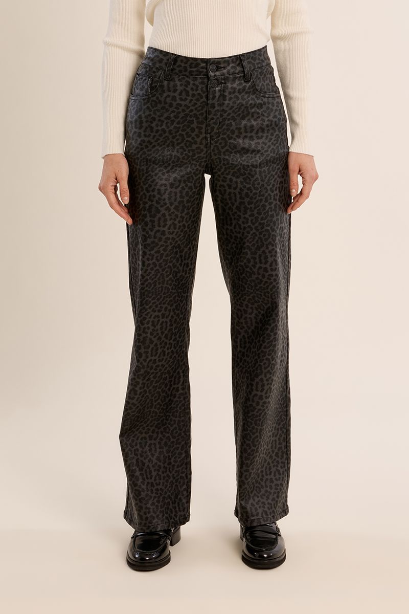 Pantalon enduit léopard Gris Molly Bracken – vue 5