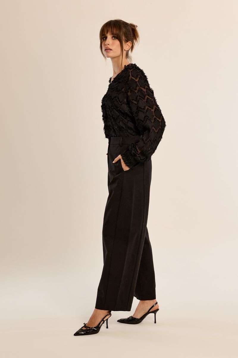 Pantalon large à pinces Noir Noir Molly Bracken – vue 3