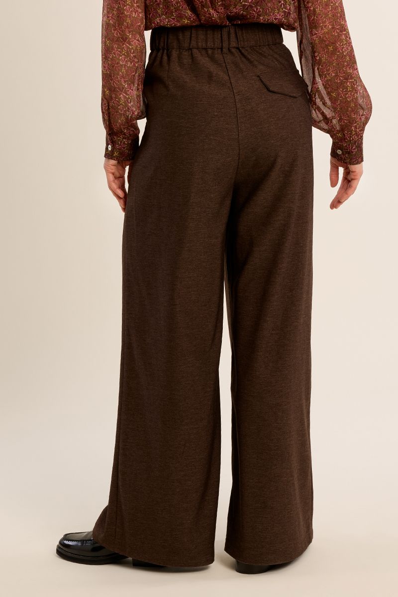 Pantalon taille haute jambes larges Chocolat Molly Bracken – vue 4