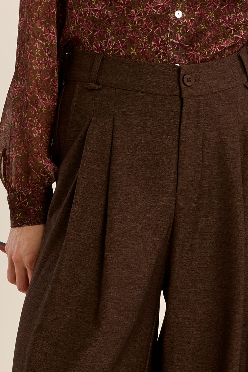 Pantalon taille haute jambes larges Chocolat Molly Bracken – vue 2
