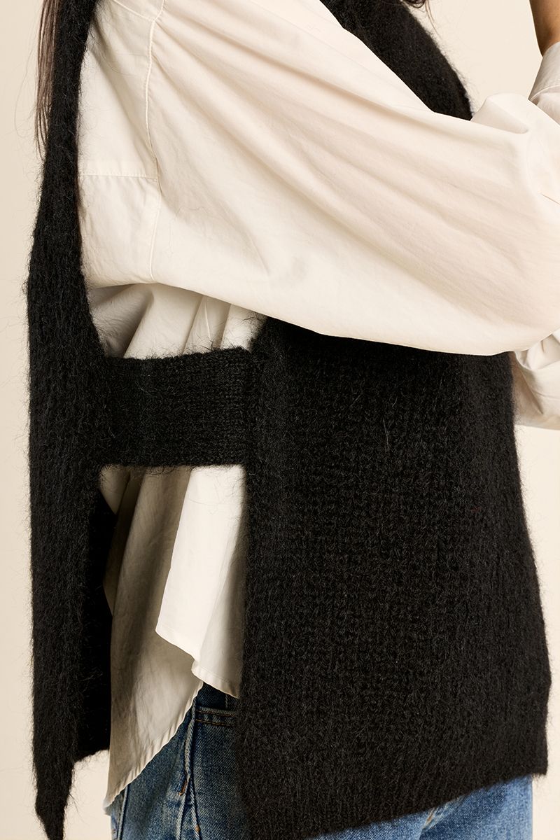 Pull sans manches col roulé grosse maille Noir Molly Bracken – vue 2