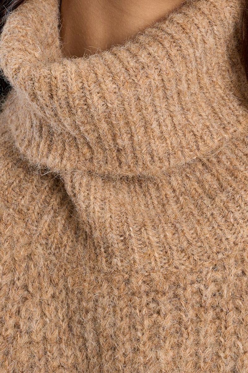Pull sans manches col roulé grosse maille Beige Molly Bracken – vue 2