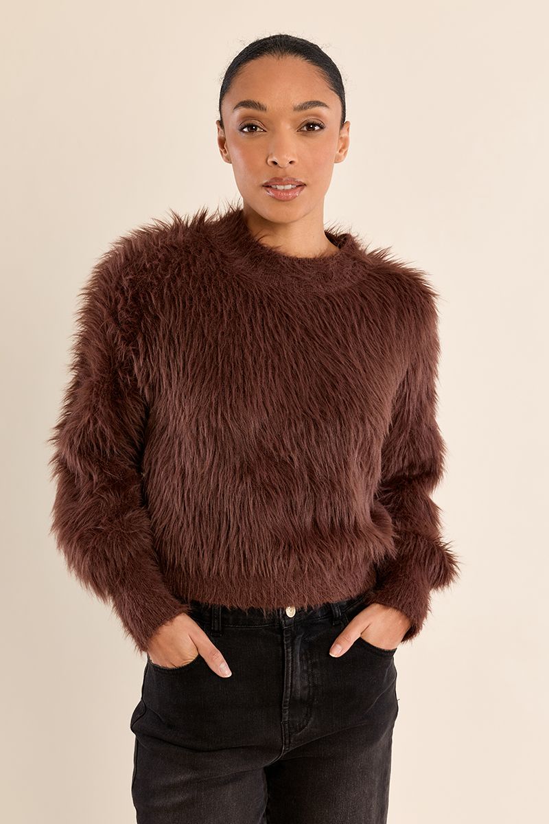 Pull court duveteux Chocolat Molly Bracken – vue 1
