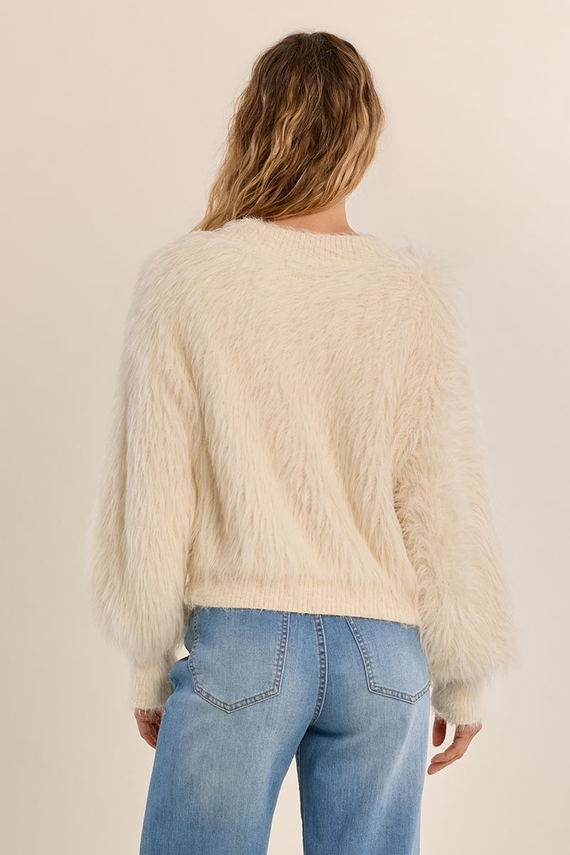 Pull court duveteux Crème Molly Bracken – vue 4