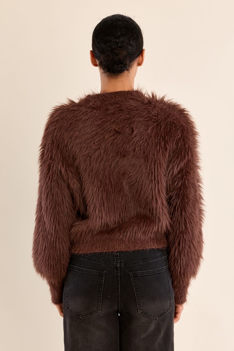 Pull court duveteux Chocolat Molly Bracken – vue 4