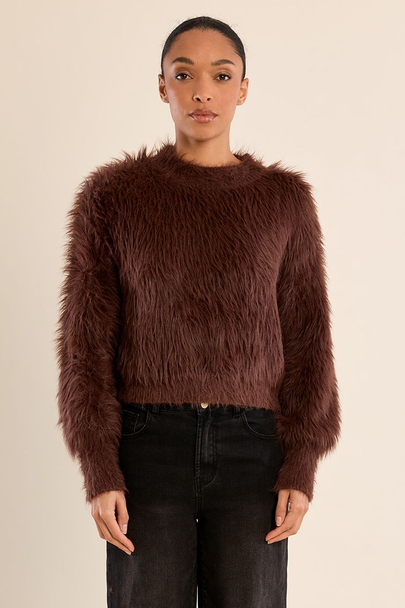 Pull court duveteux Chocolat Molly Bracken – vue 5