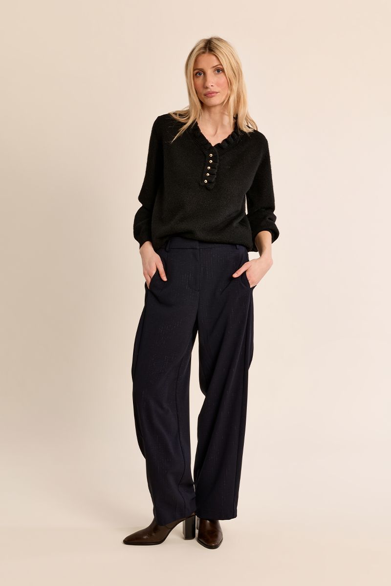Pull en maille col volanté Noir Noir Molly Bracken – vue 3
