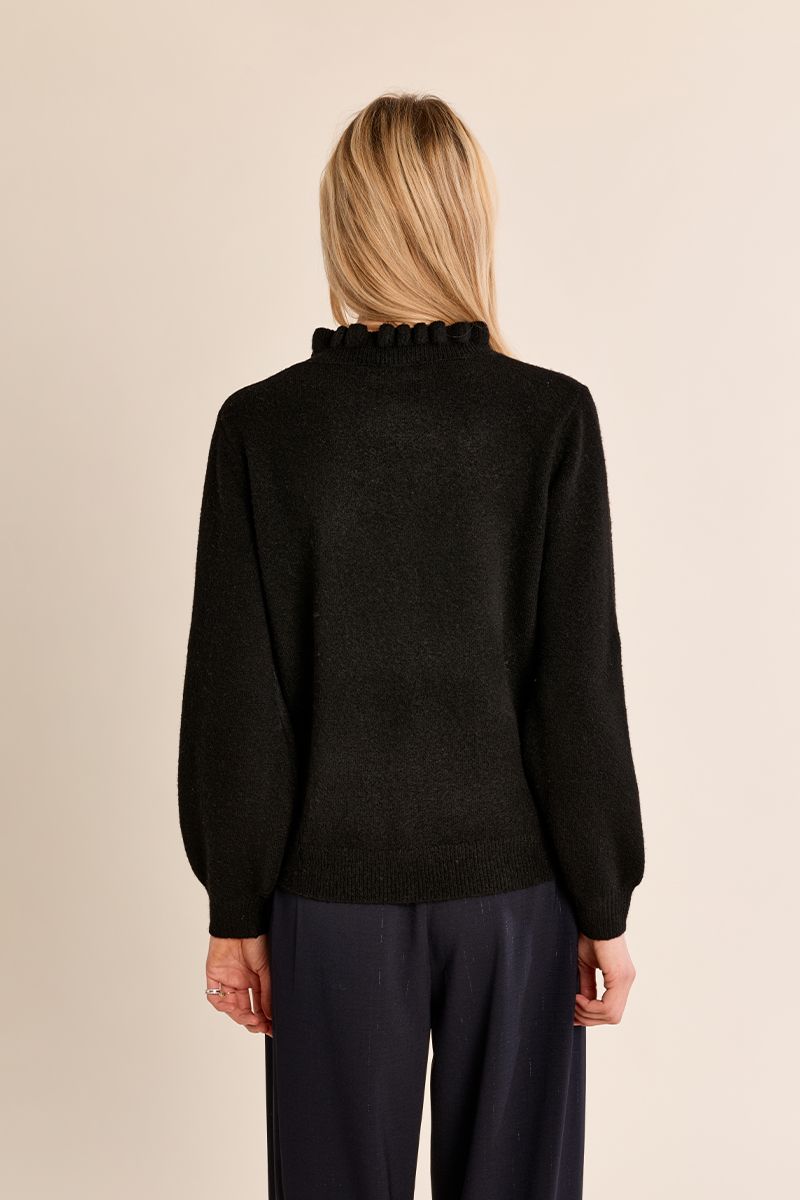 Pull en maille col volanté Noir Noir Molly Bracken – vue 4