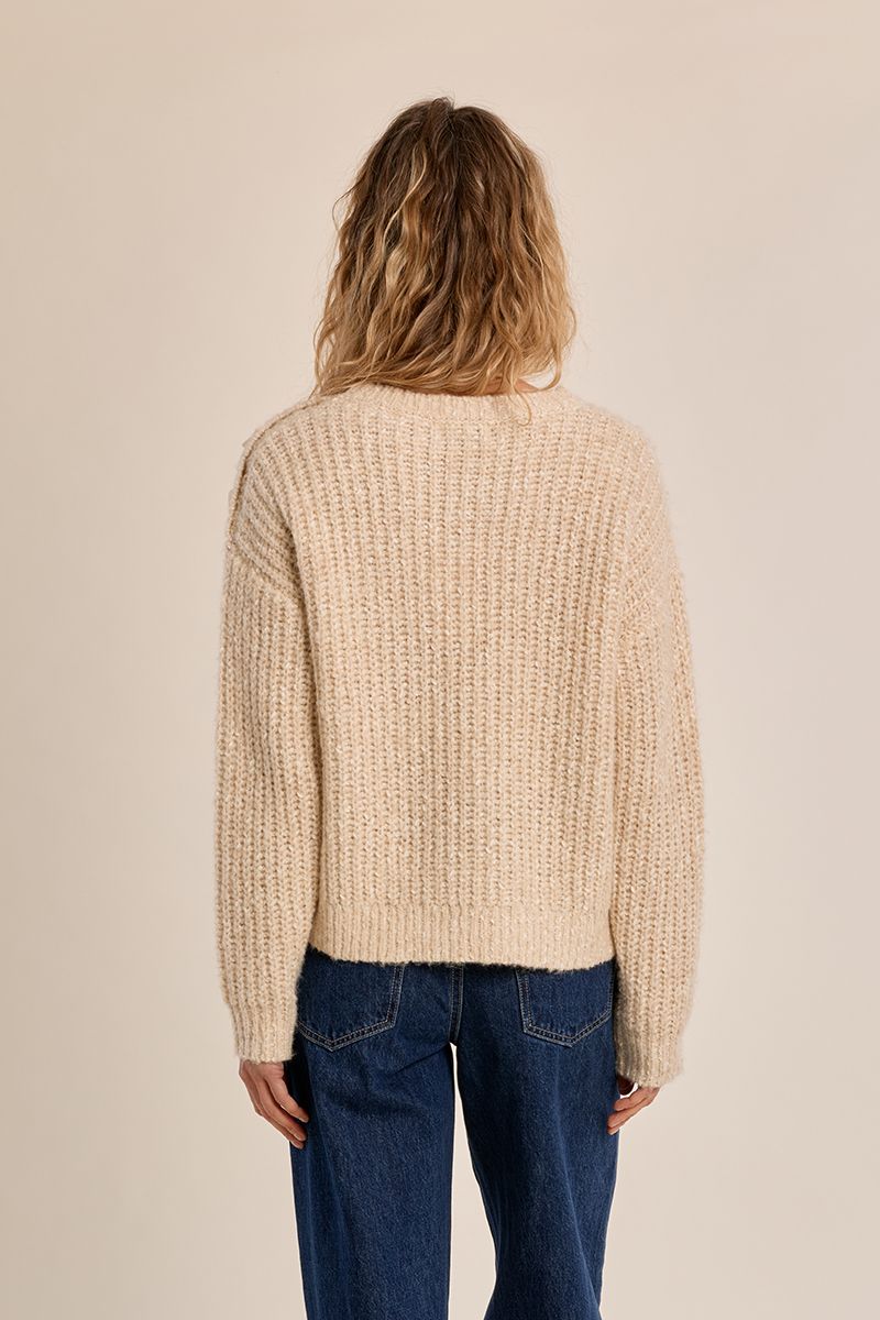 Pull en maille détail bouton Crème Molly Bracken – vue 4