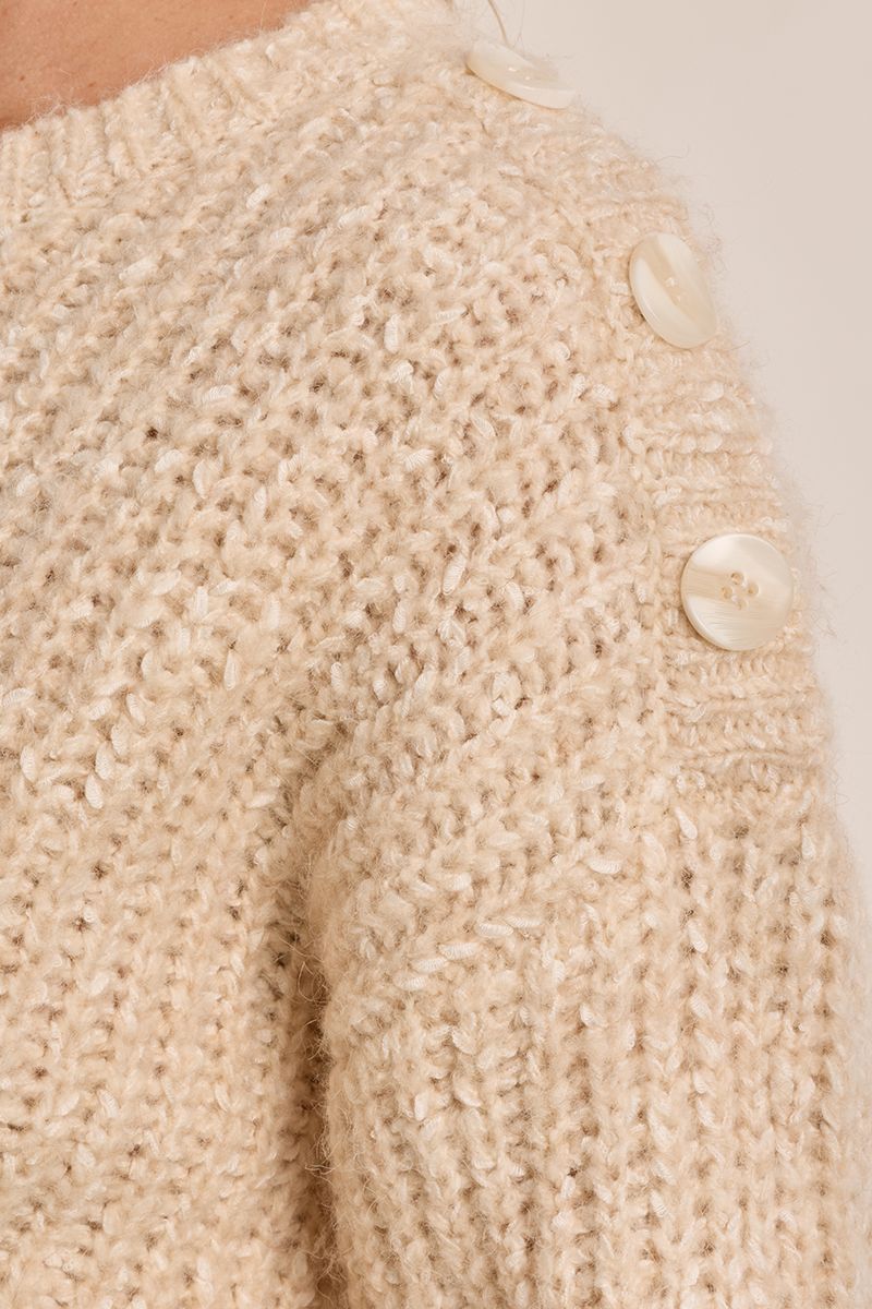 Pull en maille détail bouton Crème Molly Bracken – vue 2