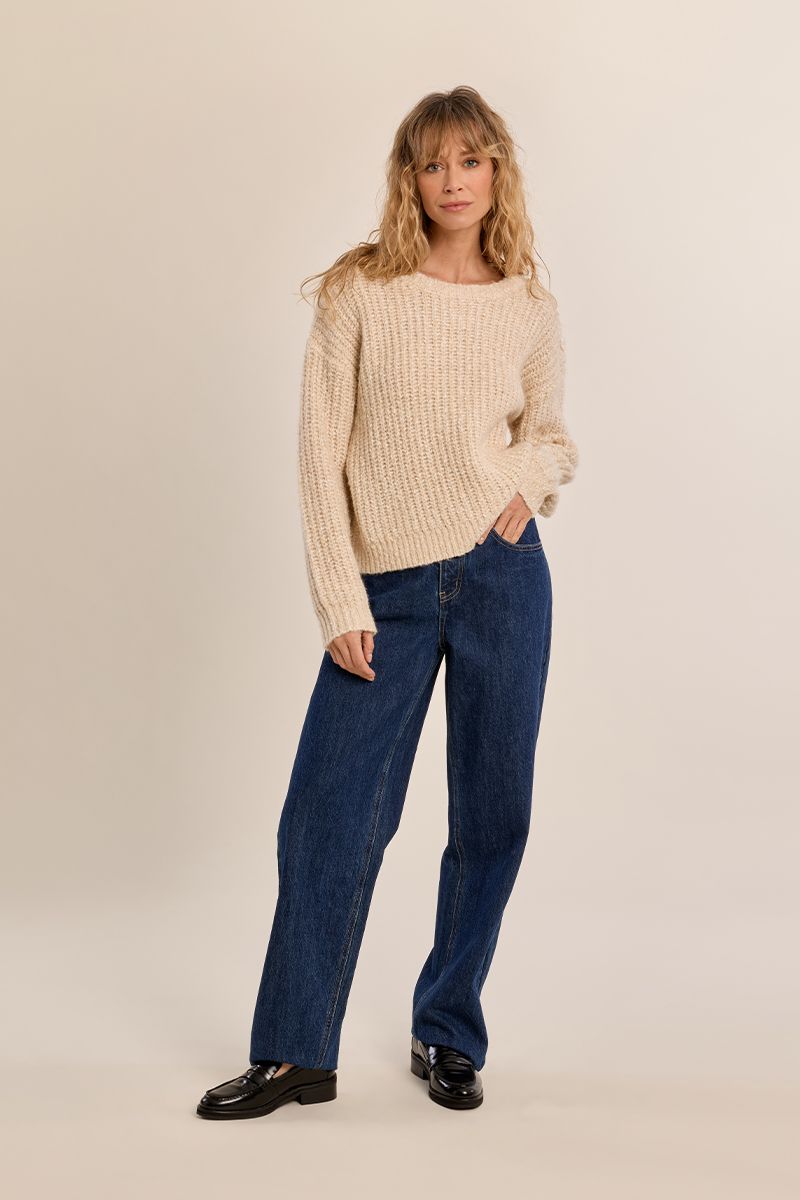 Pull en maille détail bouton Crème Molly Bracken – vue 3