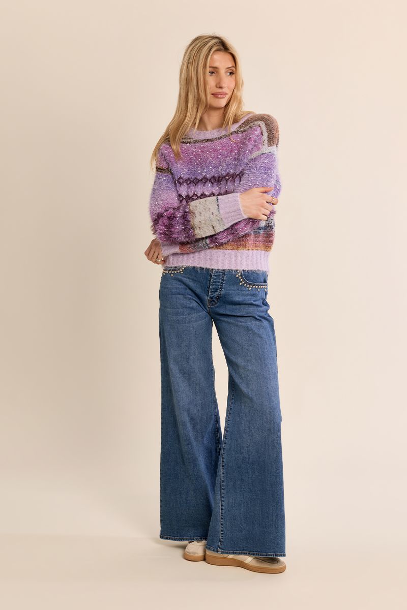 Pull en maille duveteuse Mauve Molly Bracken – vue 3