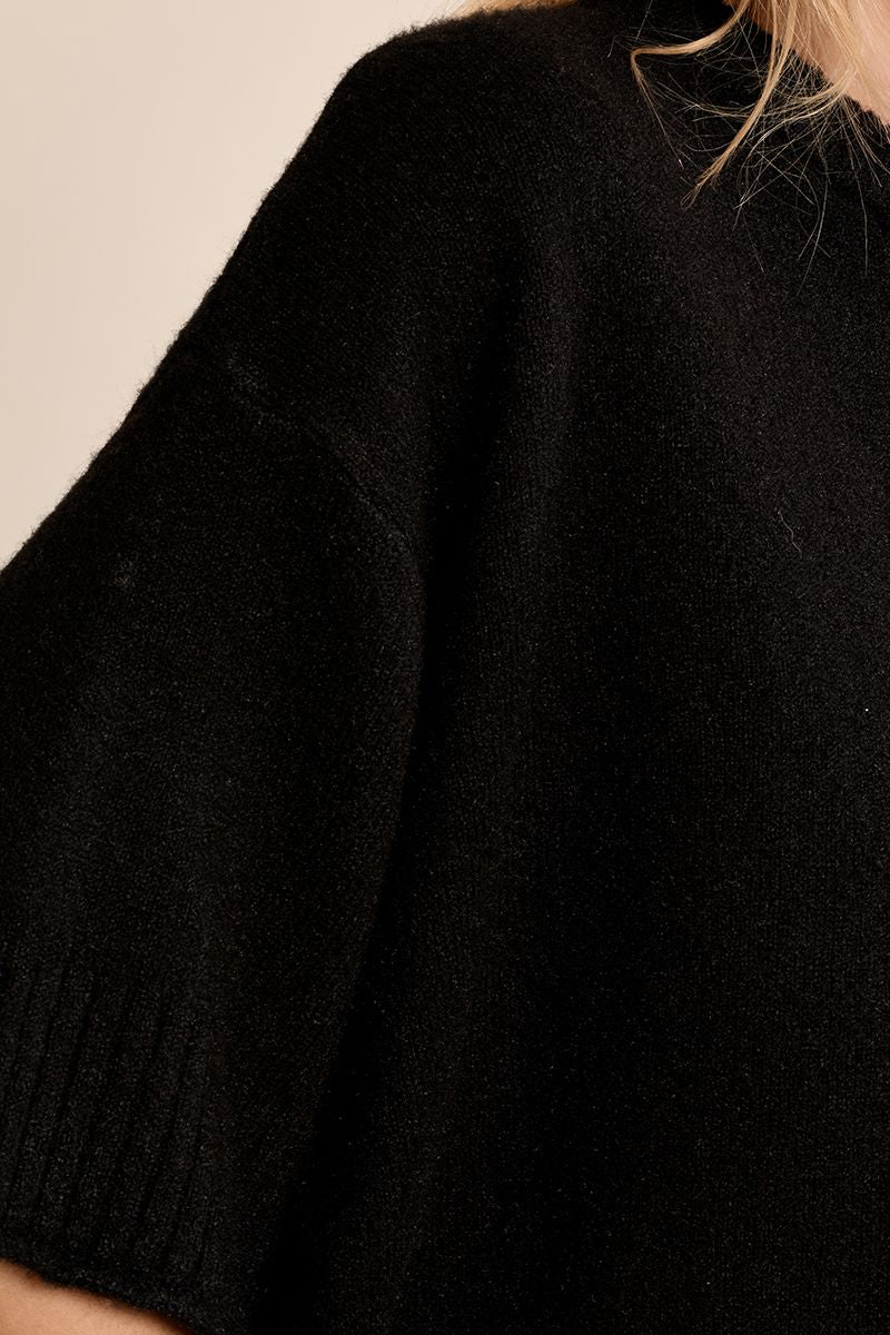 Pull en maille évasé oversize Noir Molly Bracken – vue 2