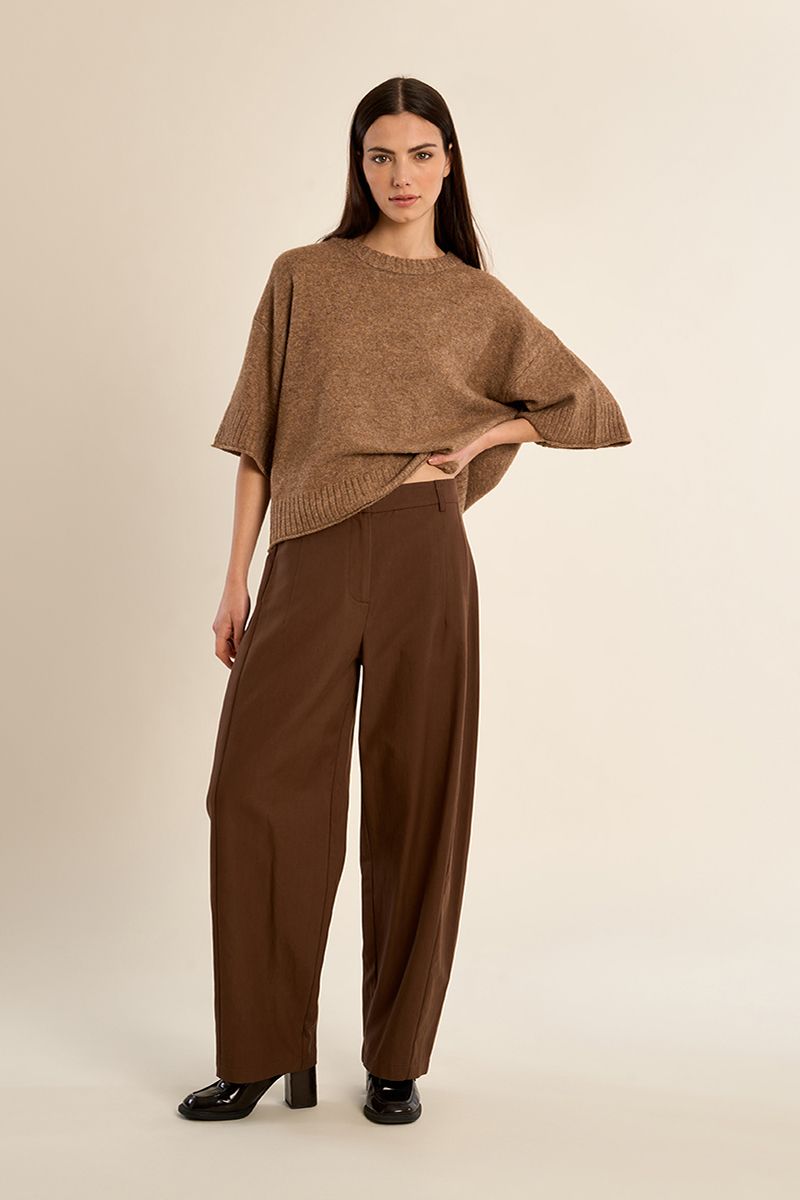 Pull en maille évasé oversize Camel Molly Bracken – vue 4
