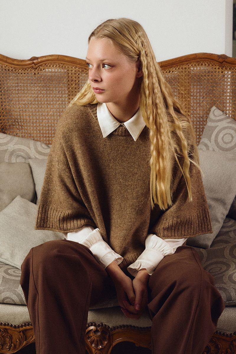 Pull en maille évasé oversize Camel Molly Bracken – vue 1