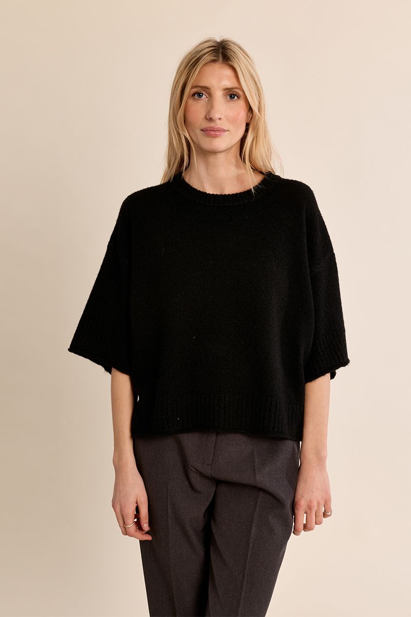 Pull en maille évasé oversize Noir Molly Bracken – vue 5