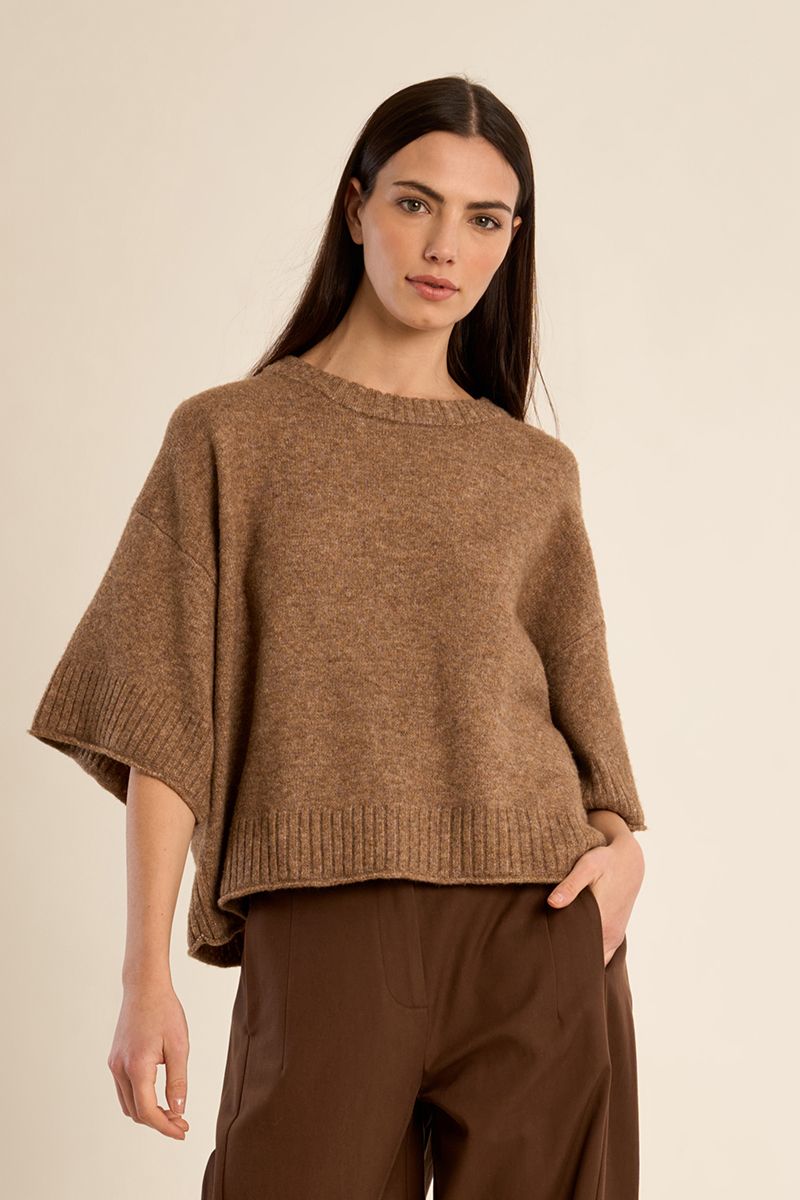 Pull en maille évasé oversize Camel Molly Bracken – vue 3