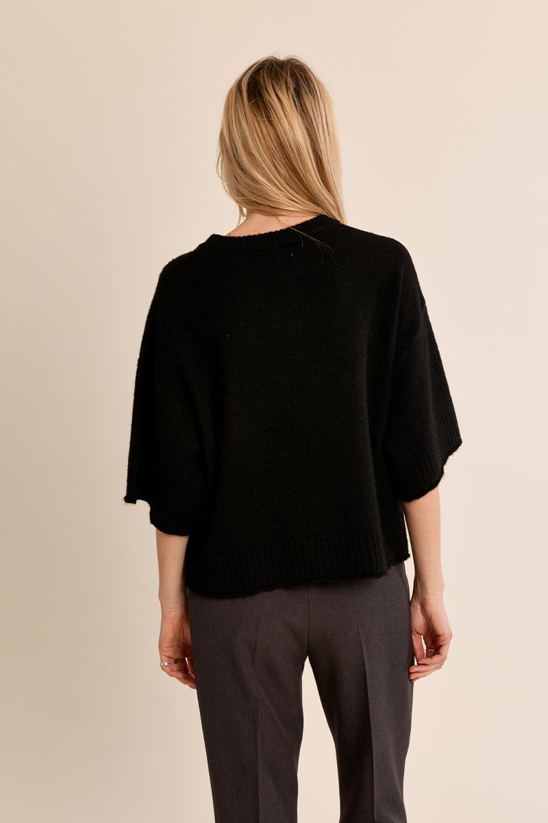 Pull en maille évasé oversize Noir Molly Bracken – vue 4
