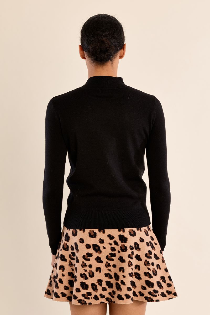 Pull en maille fine détail nœud Noir Molly Bracken – vue 5