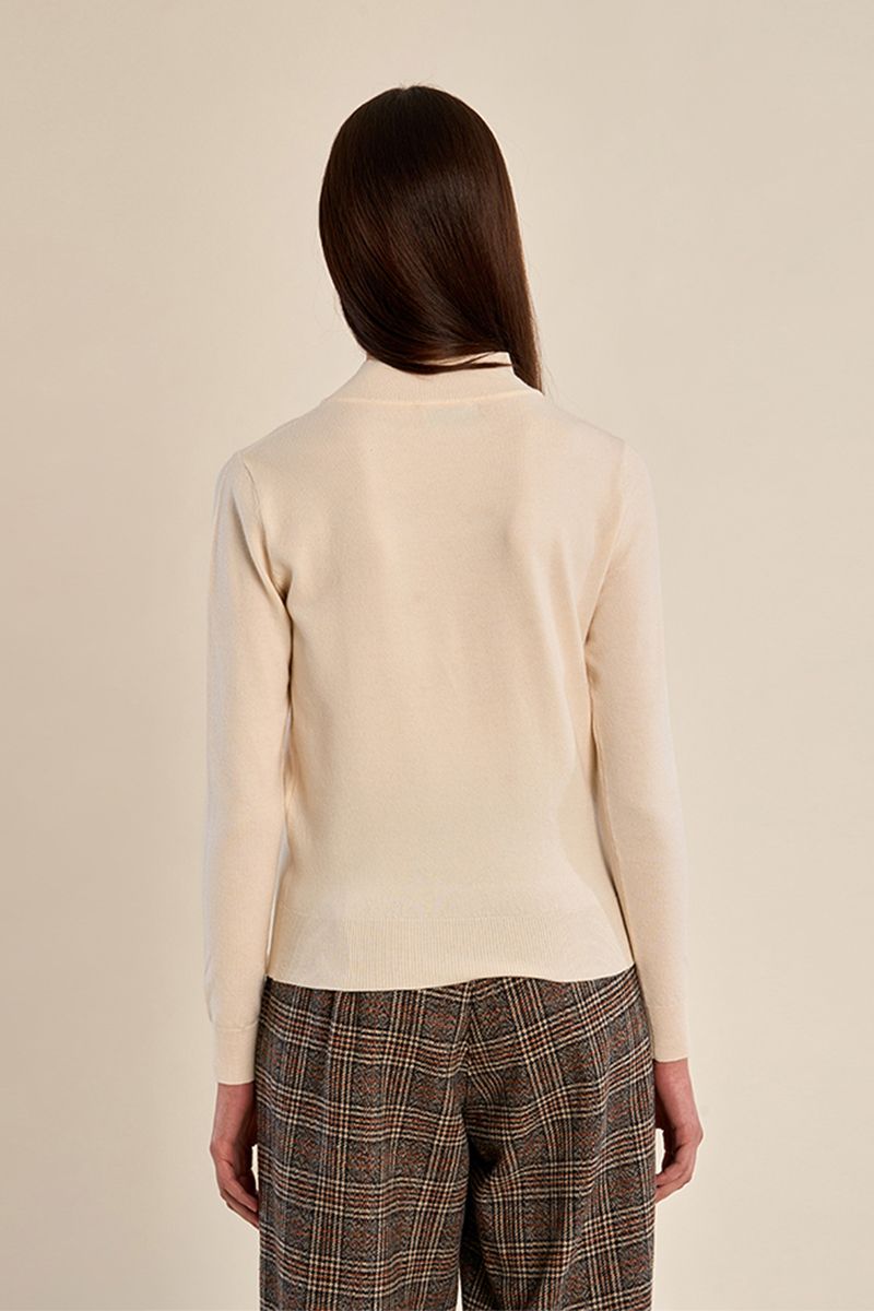 Pull en maille fine détail nœud Crème Molly Bracken – vue 4