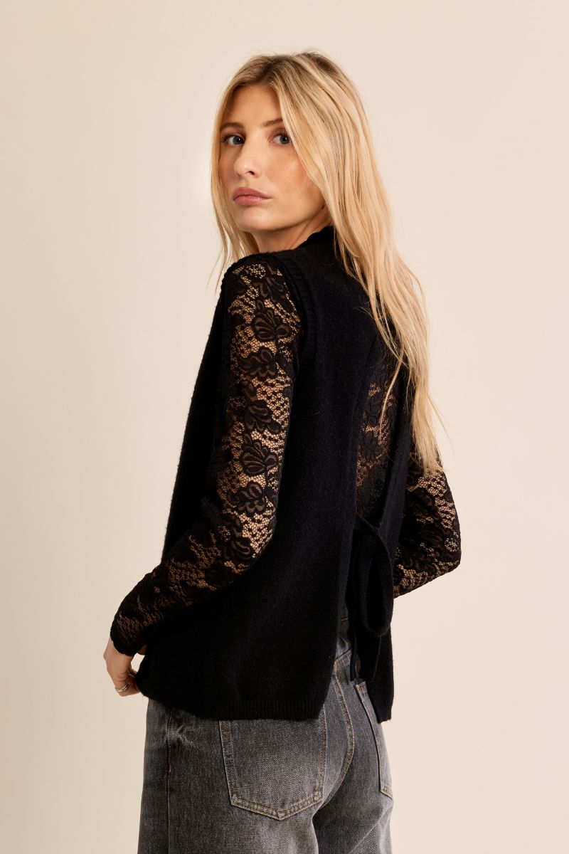 Sous-pull en dentelle Noir Molly Bracken – vue 1