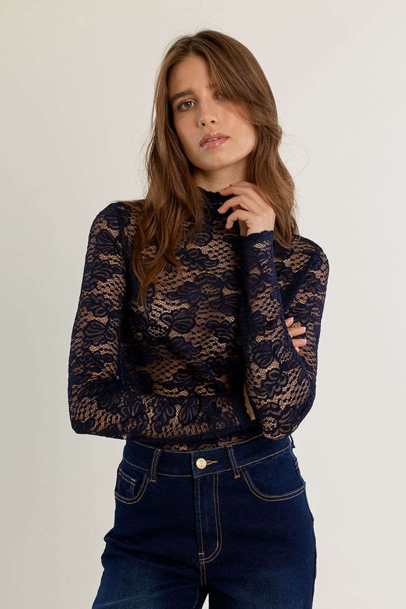 Sous-pull en dentelle Marine Molly Bracken – vue 1