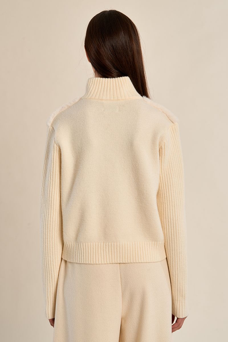 Veste zippée bi-matière Écru Molly Bracken – vue 4