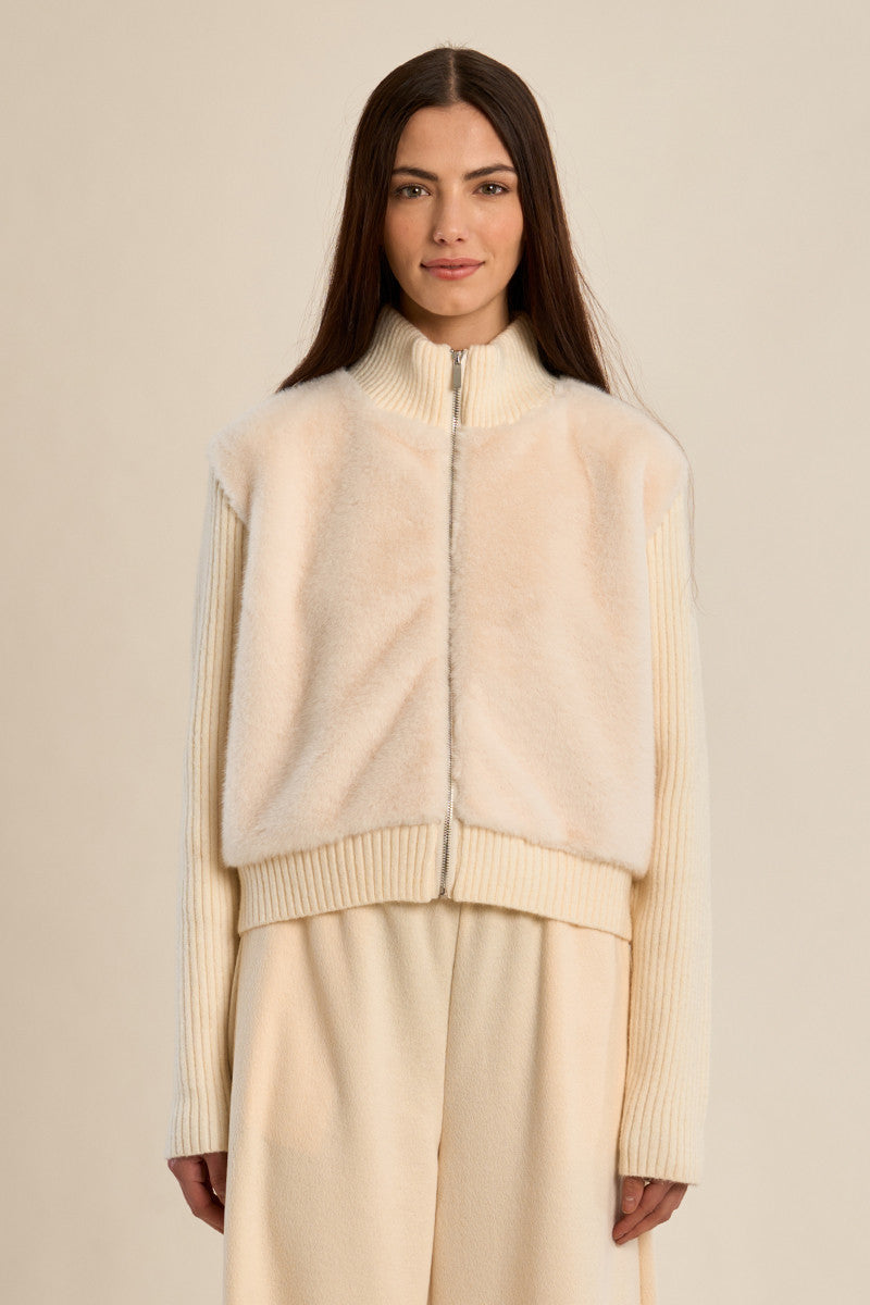Veste zippée bi-matière Écru Molly Bracken – vue 5