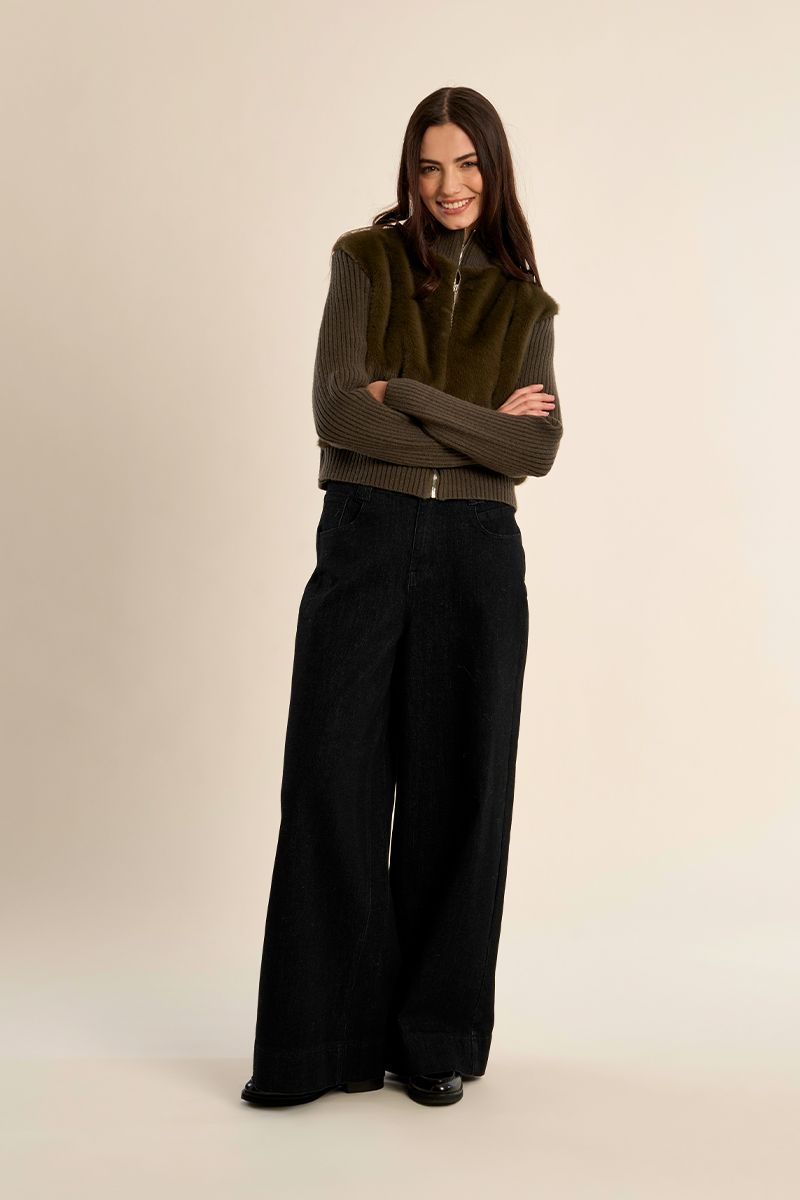 Veste zippée bi-matière Kaki Molly Bracken – vue 3