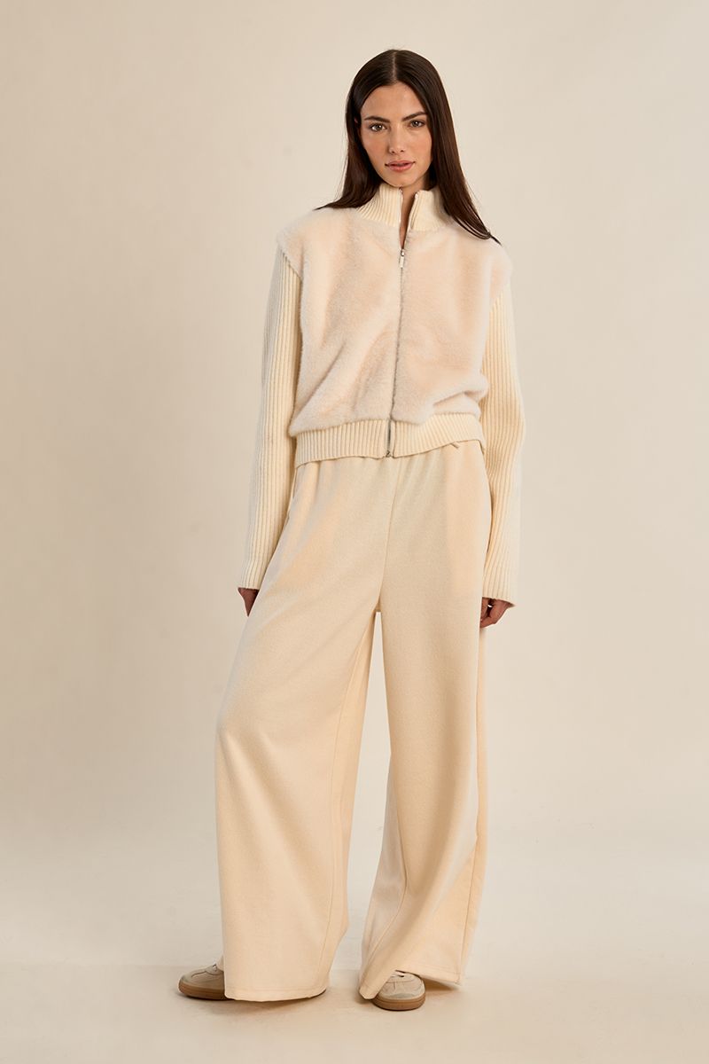 Veste zippée bi-matière Écru Molly Bracken – vue 3
