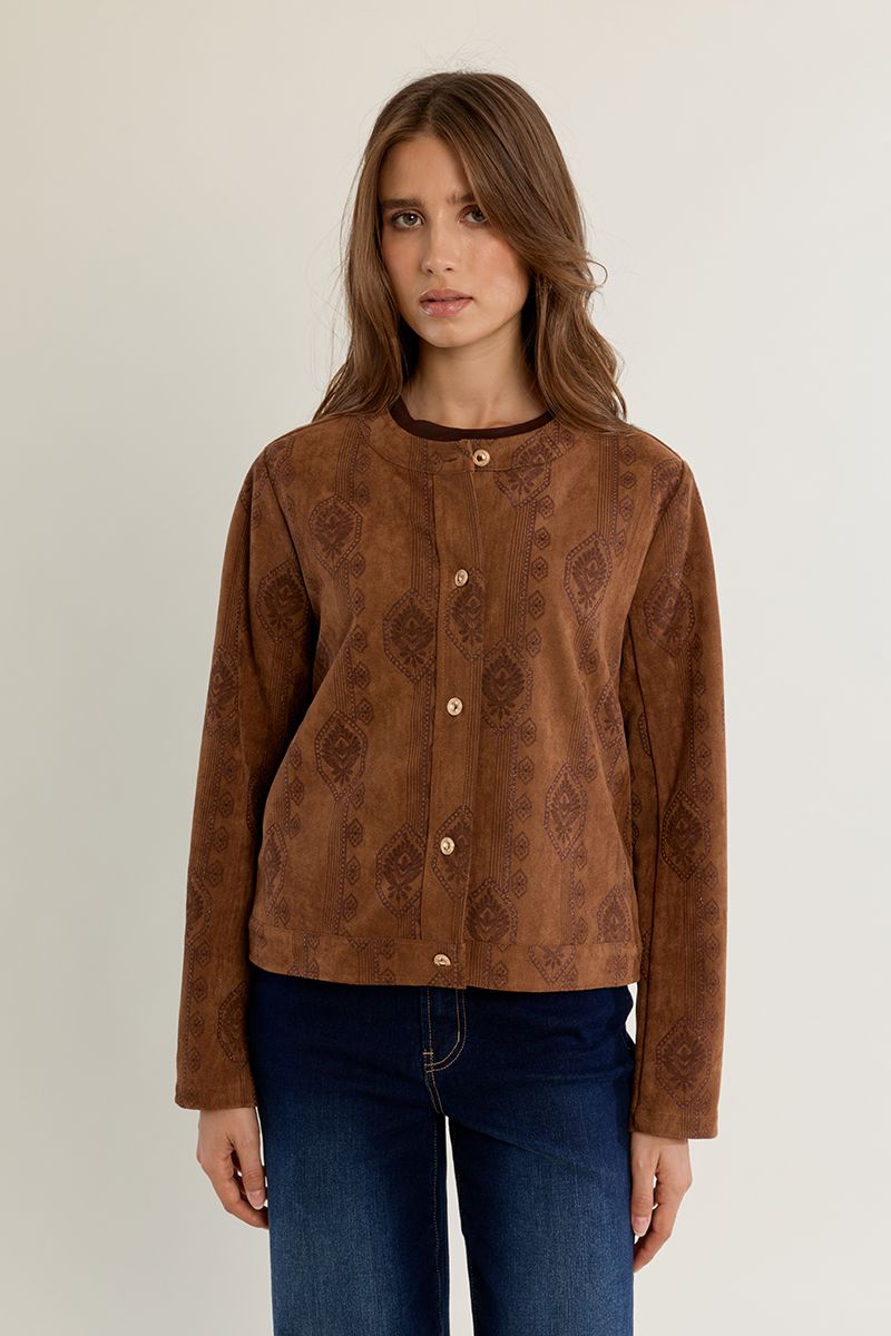 Veste courte bohème en suédine Camel Molly Bracken – vue 4