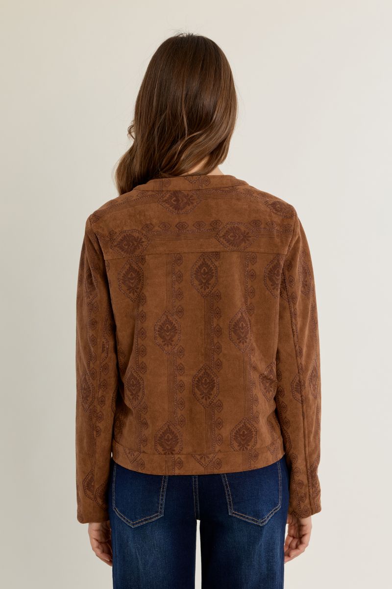 Veste courte bohème en suédine Camel Molly Bracken – vue 5