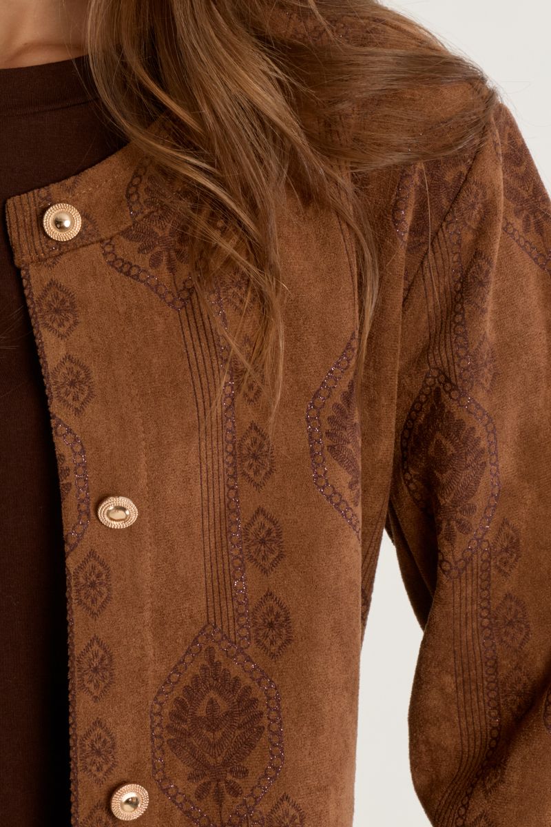 Veste courte bohème en suédine Camel Molly Bracken – vue 2