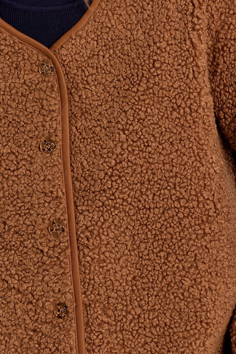 Veste boutonnée imitation mouton Camel Molly Bracken – vue 2