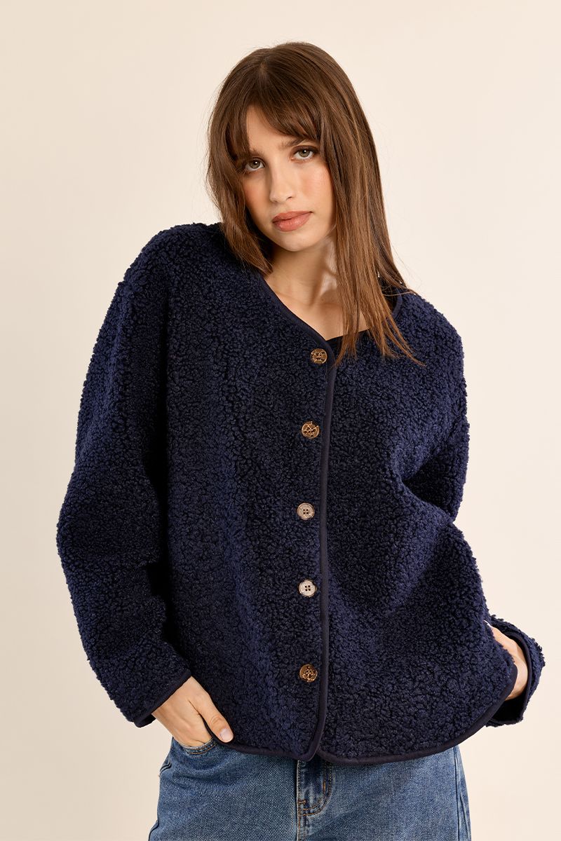 Veste boutonnée imitation mouton Marine Molly Bracken – vue 1