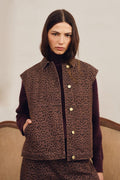 Veste en denim sans manches léopard Marron Molly Bracken – vue 1