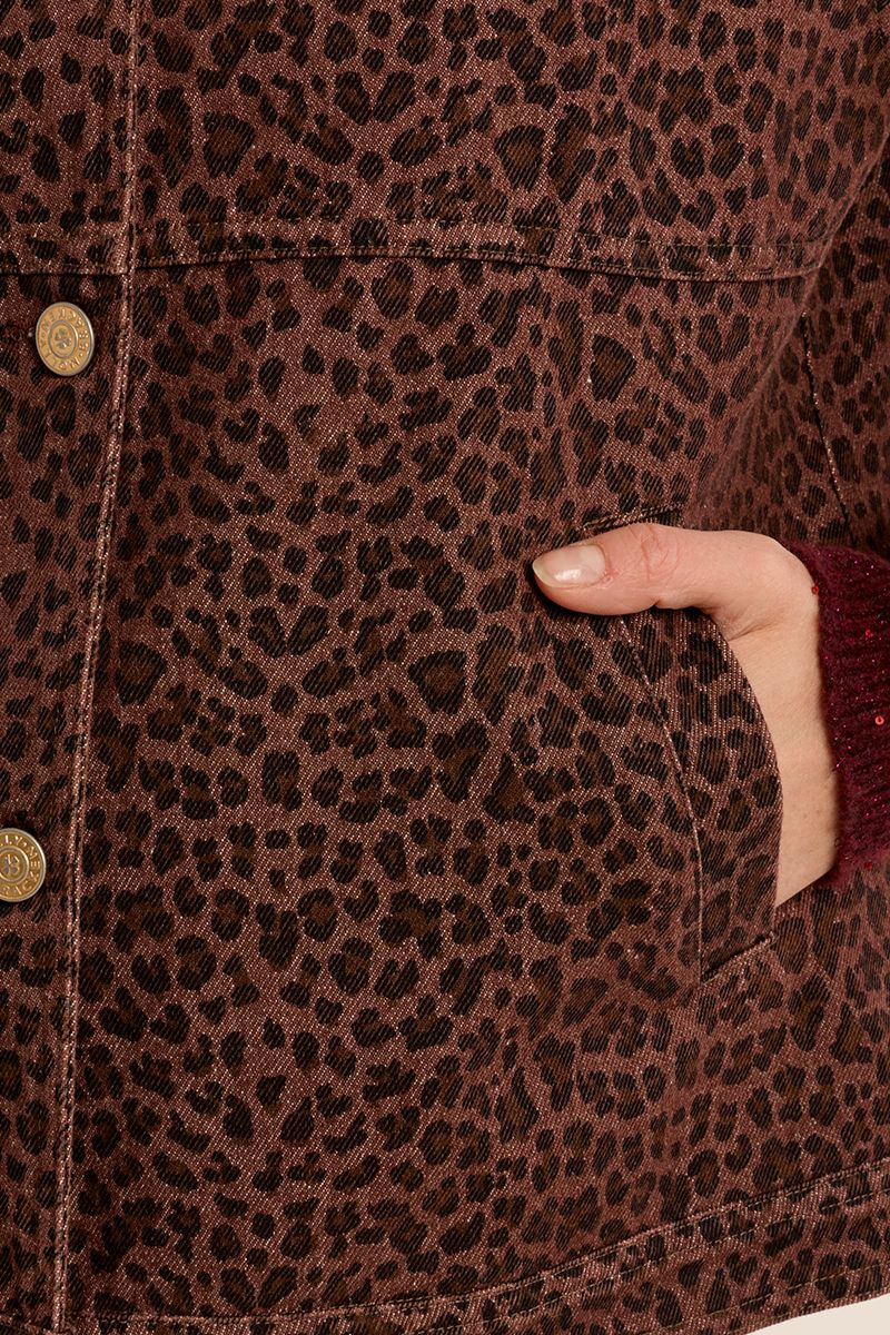 Veste en denim sans manches léopard Marron Molly Bracken – vue 2