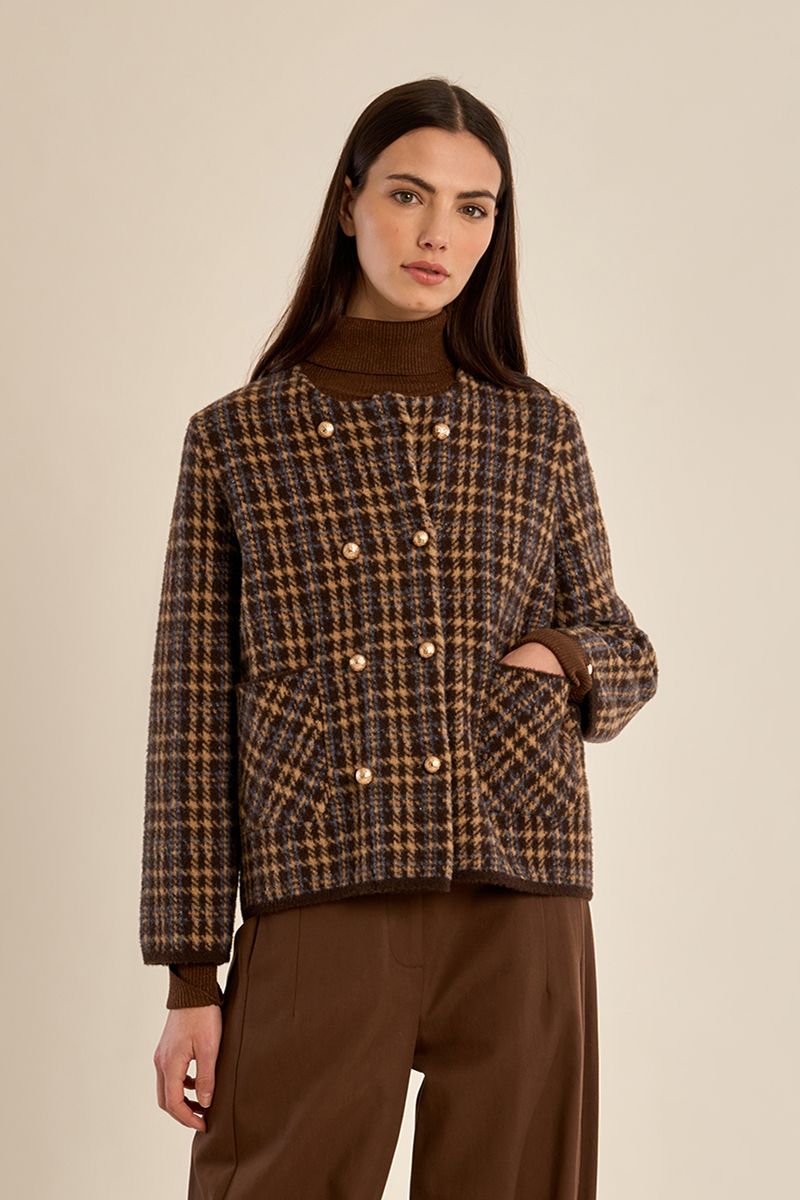 Veste officier à carreaux Chocolat Molly Bracken – vue 3