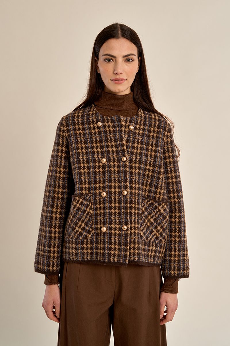 Veste officier à carreaux Chocolat Molly Bracken – vue 6