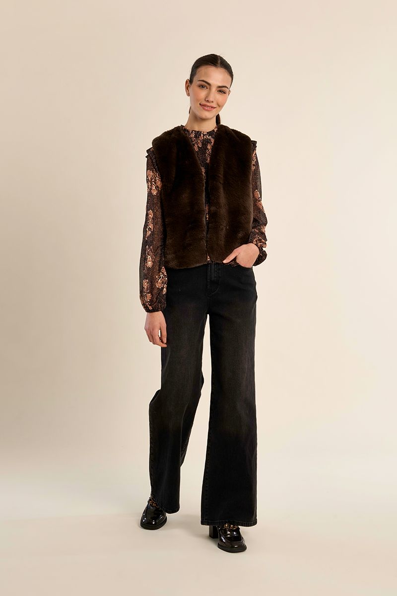 Veste sans manches en fausse fourrure Chocolat Molly Bracken – vue 3