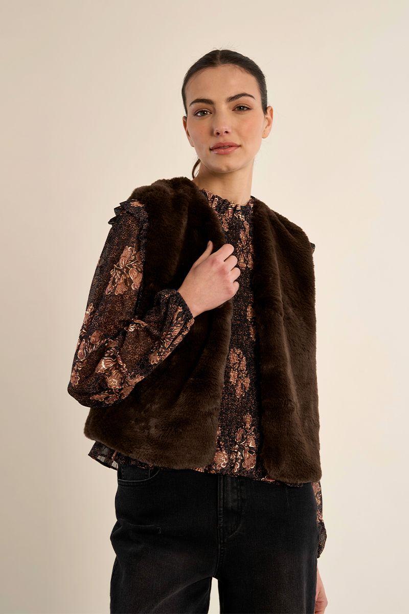Veste sans manches en fausse fourrure Chocolat Molly Bracken – vue 1