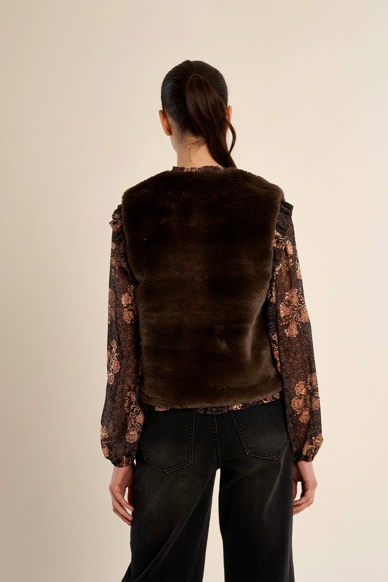 Veste sans manches en fausse fourrure Chocolat Molly Bracken – vue 4