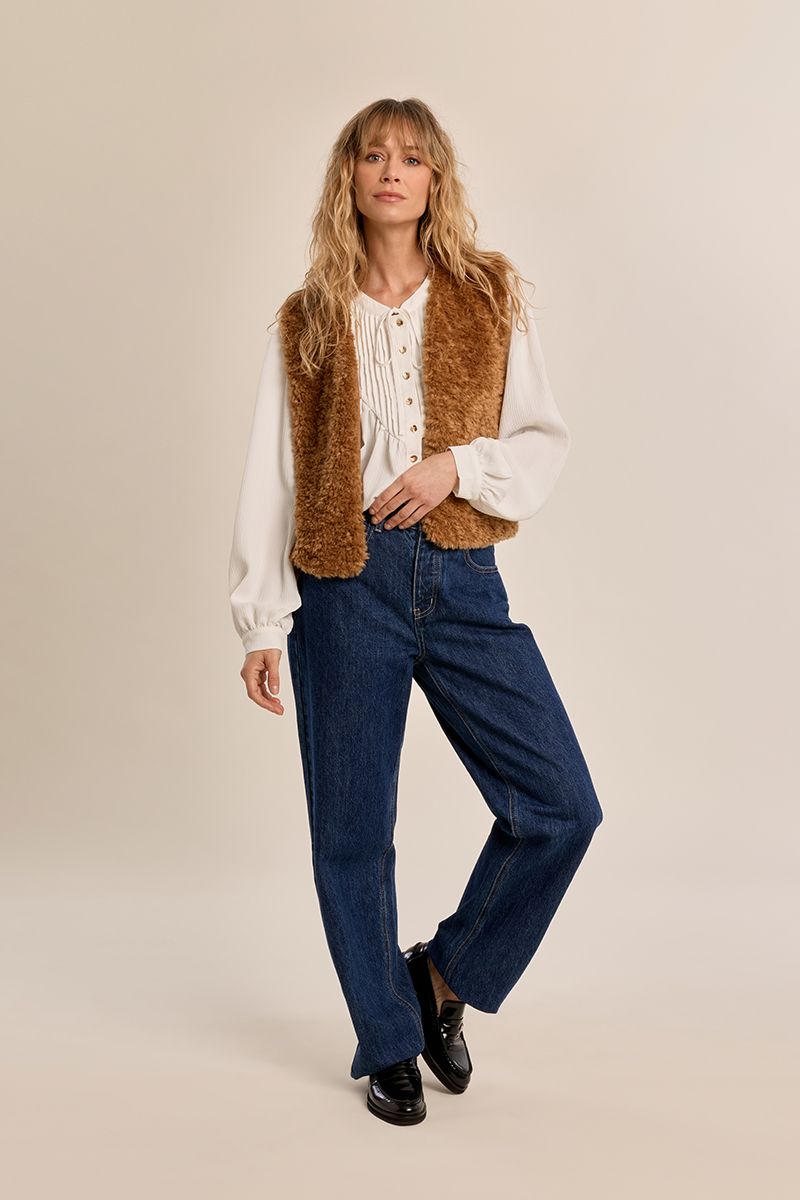 Veste sans manches imitation mouton Camel Molly Bracken – vue 3