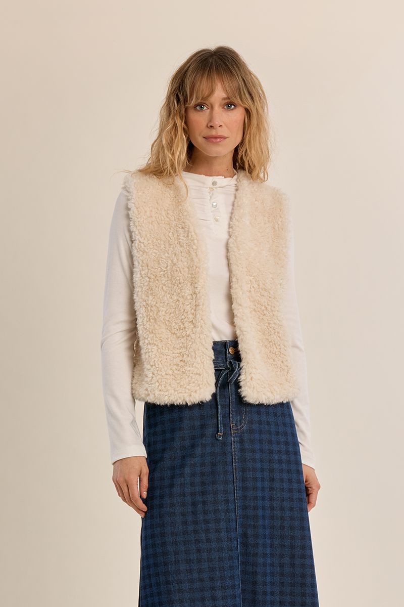 Veste sans manches imitation mouton Écru Molly Bracken – vue 5