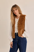 Veste sans manches imitation mouton Camel Molly Bracken – vue 1