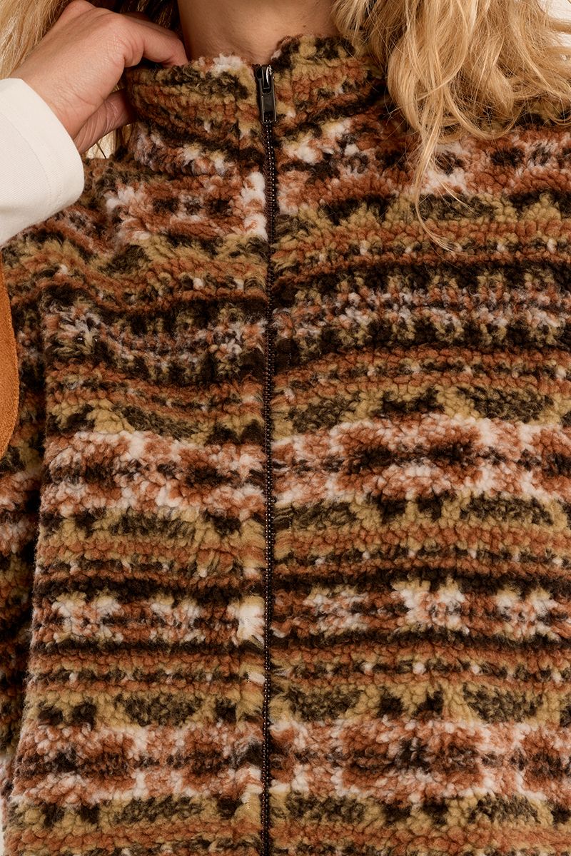 Veste zippée sans manches bohème Marron Molly Bracken – vue 2