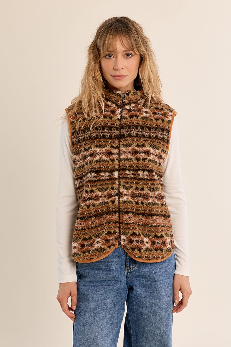 Veste zippée sans manches bohème Marron Molly Bracken – vue 6