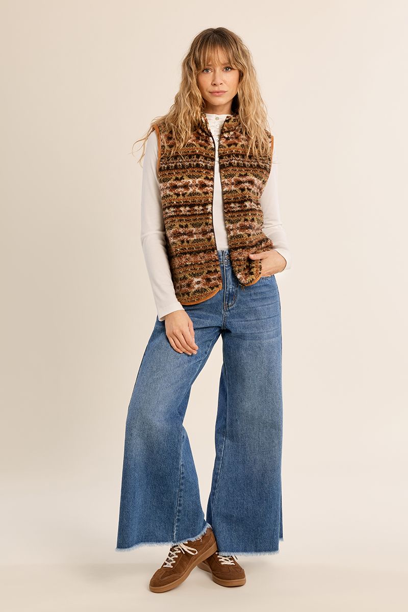 Veste zippée sans manches bohème Marron Molly Bracken – vue 4