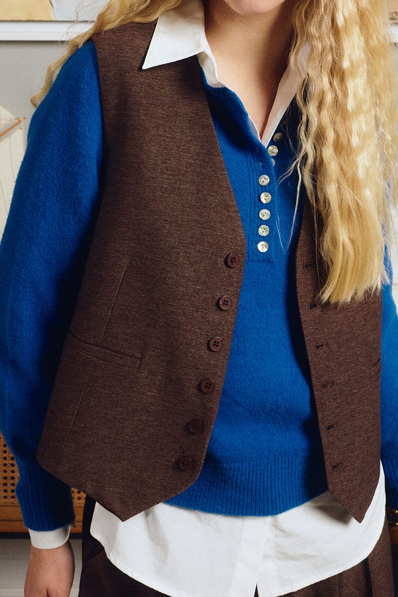 Veston sans manches à boutons Chocolat Molly Bracken – vue 2